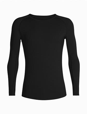 Black Men's Icebreaker BodyfitZone™ Merino 200 Zone Long Sleeve Thermal Crewe Top Base Layers | USA 1357AHKP